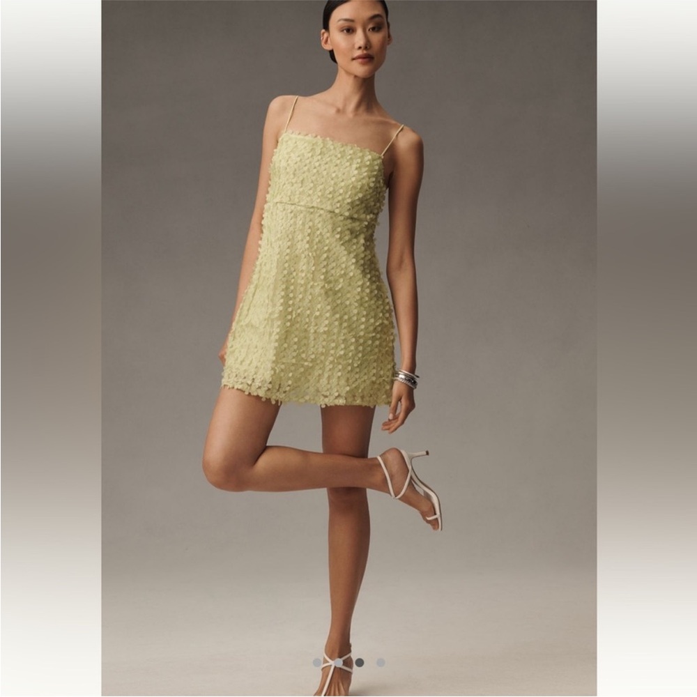 Anthropologie Pale Yellow Mini Dress